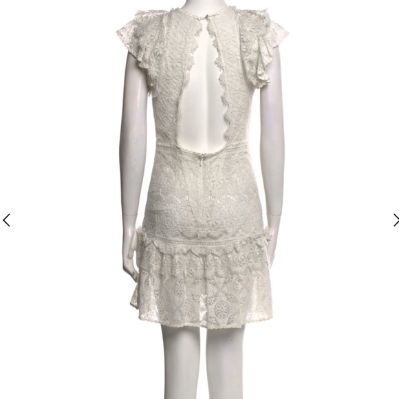Saylor Crew Neck,A-Line Mini Dress in White with Lace,and Rufles Size S - Picture 3 of 3